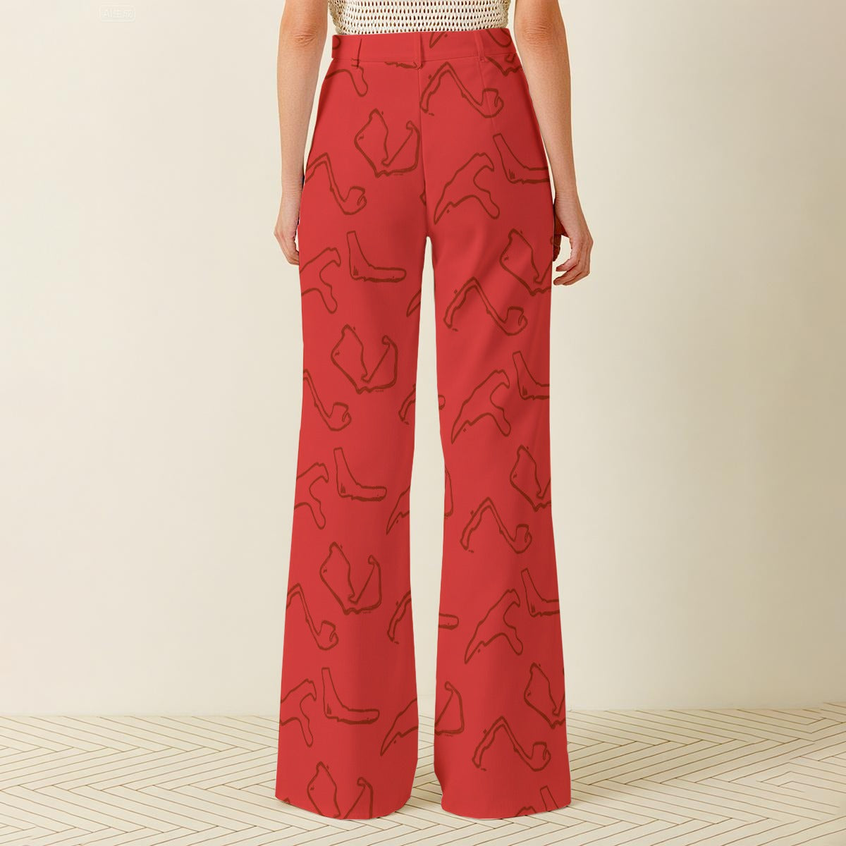 1950 Red Women's Wide Leg Pants