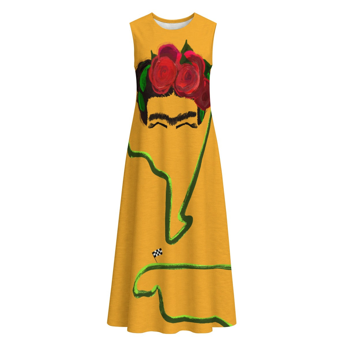 Mexico Orange Cotton Dress W/Pockets