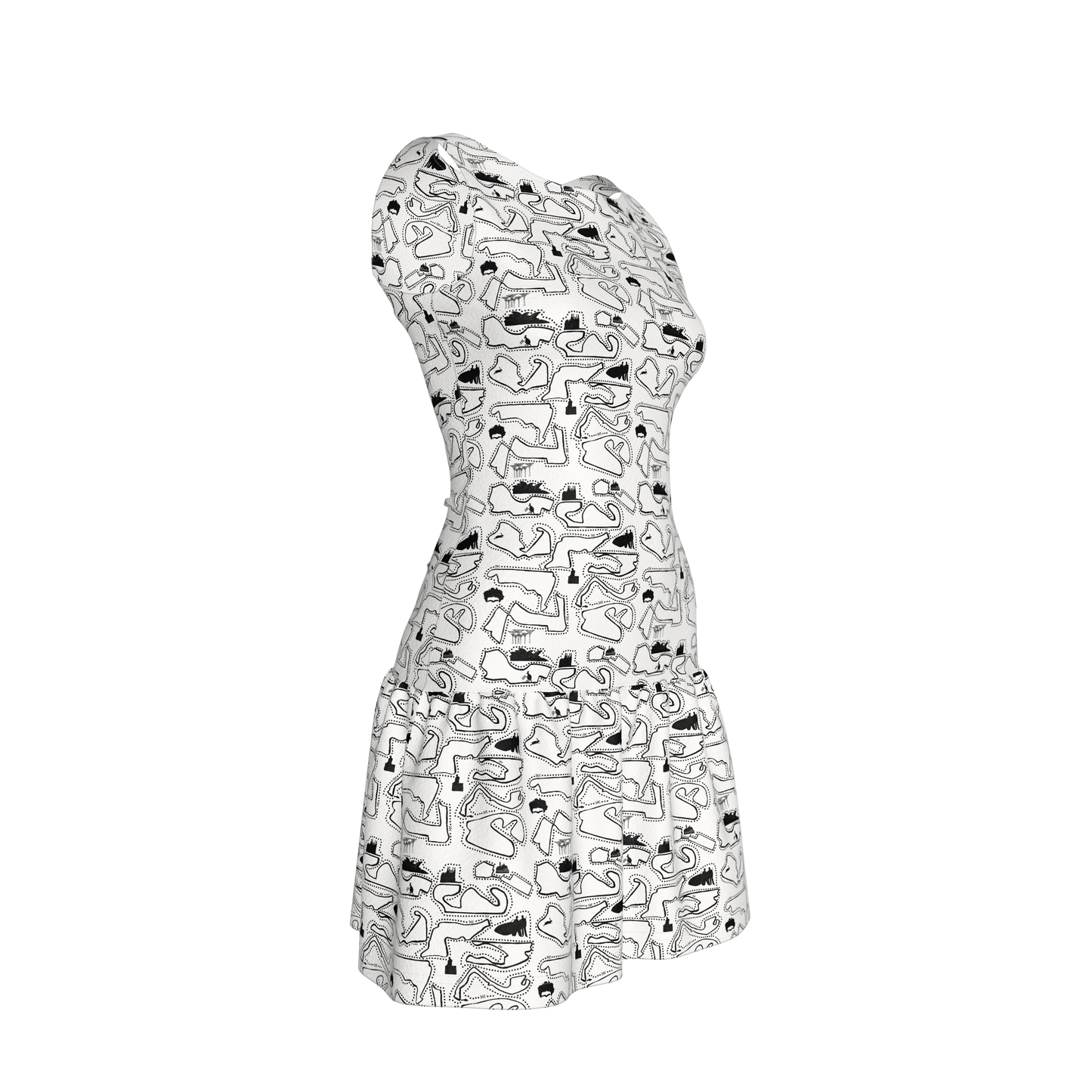 Doodle Ruffle Drop Waist Mini Dress