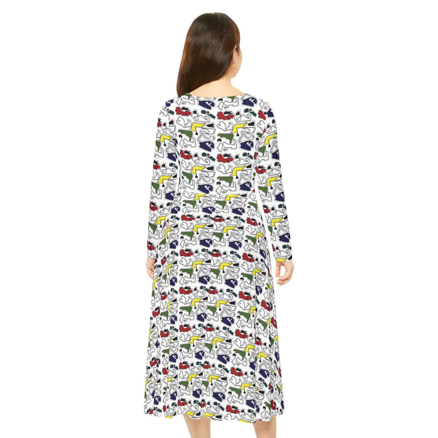 Colored Doodle Women's Long Sleeve Dance Dress