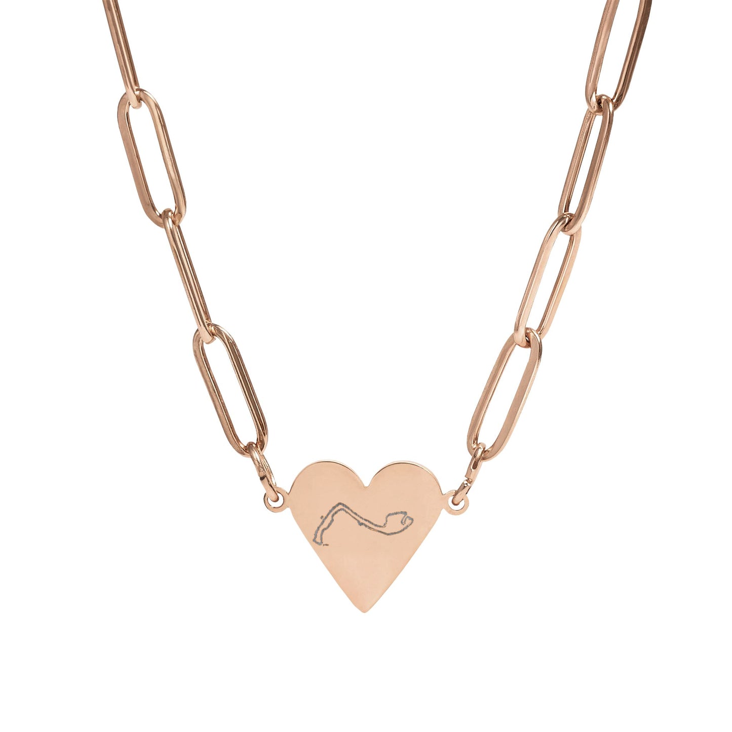 Monaco Engraved Paperclip Heart Necklace | Personalization Available