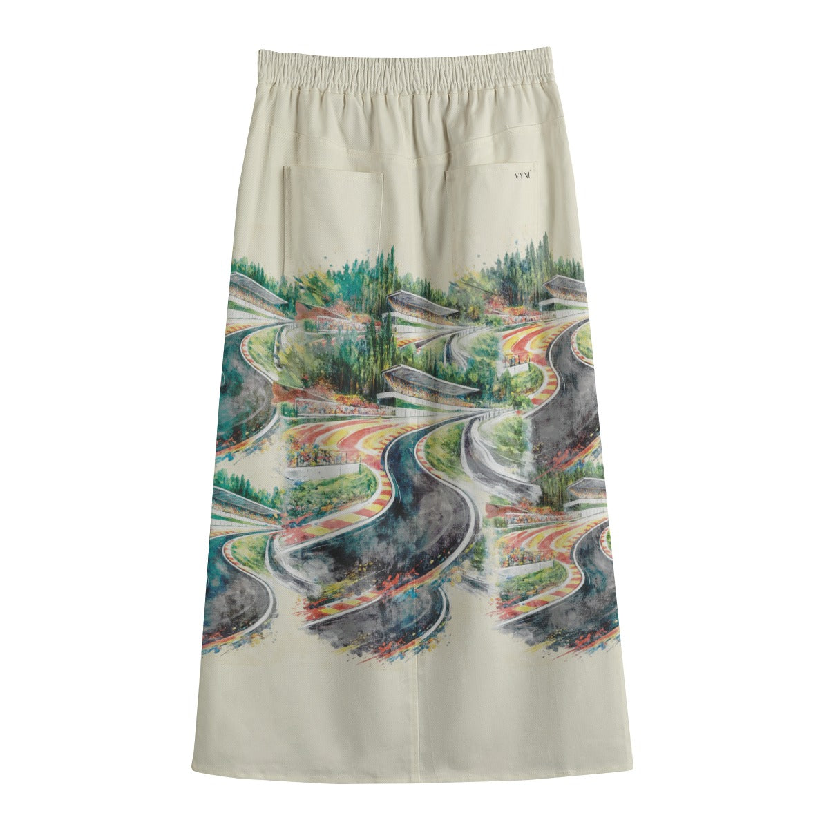 Spa Front Mid-slit Cotton Skirt