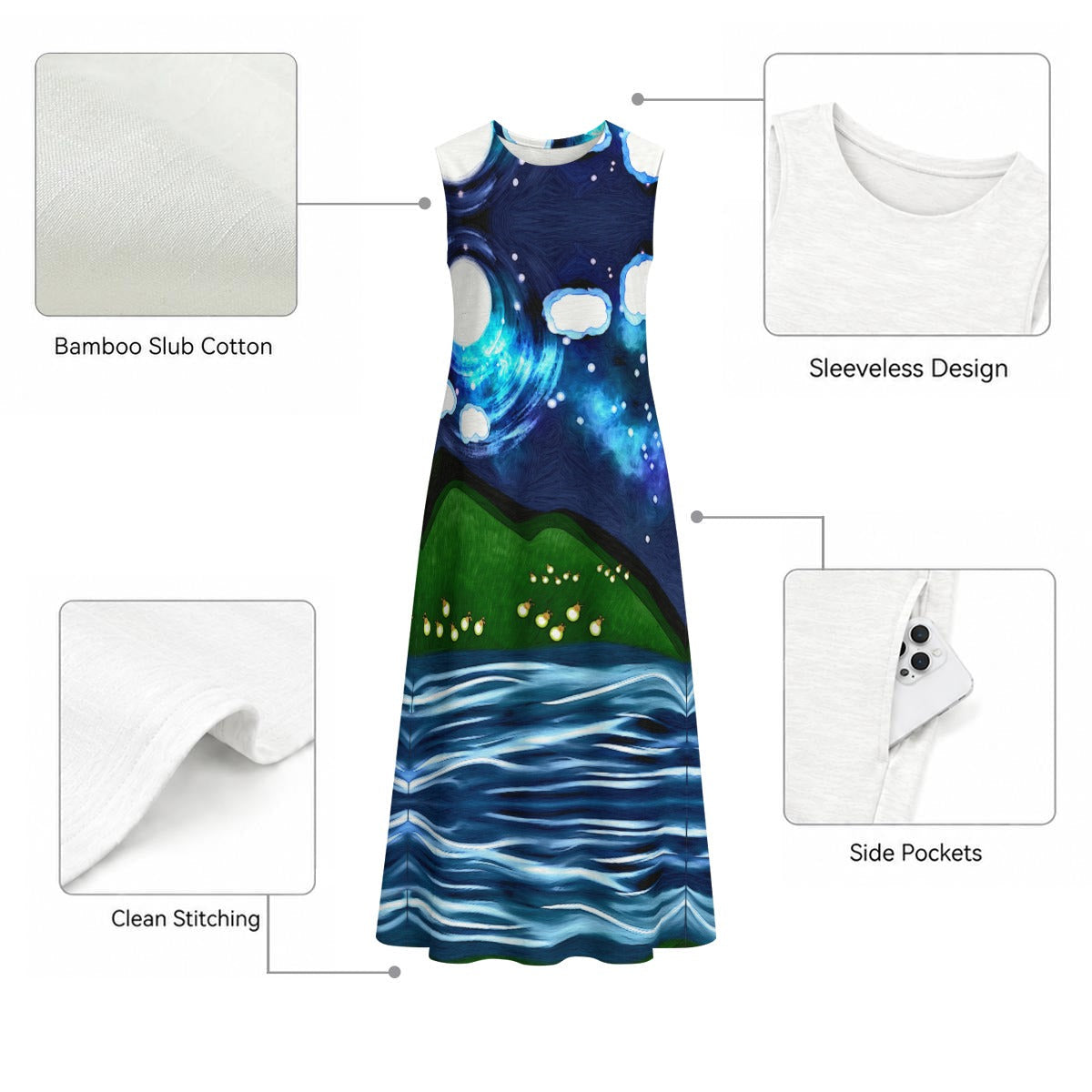 Cocuyos Sleeveless Cotton Slub Dress