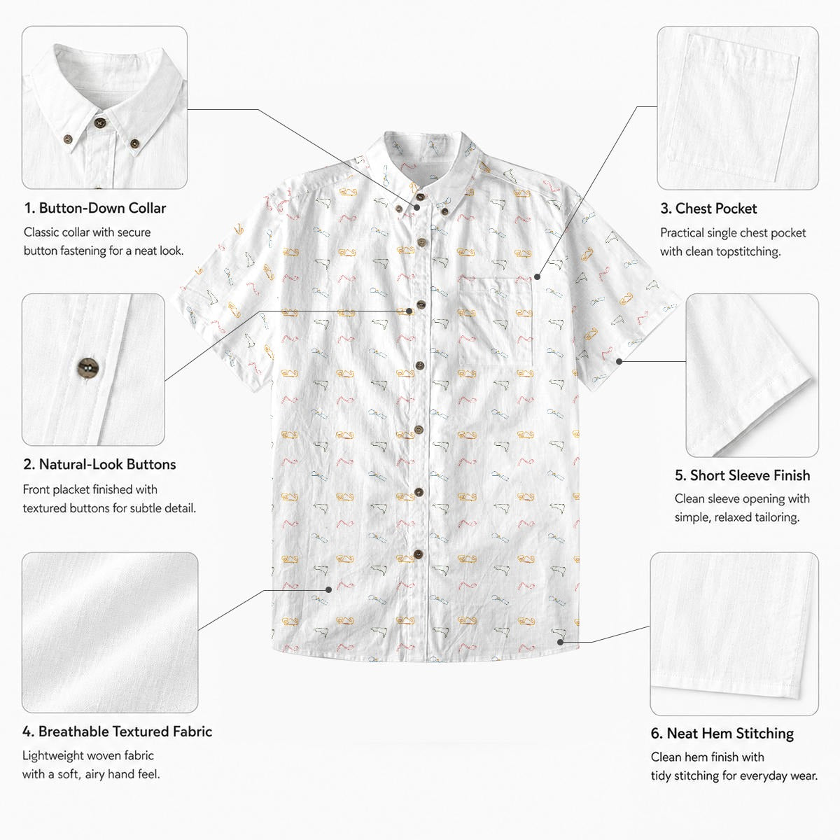 Tracks Print S Cotton Slub Shirt