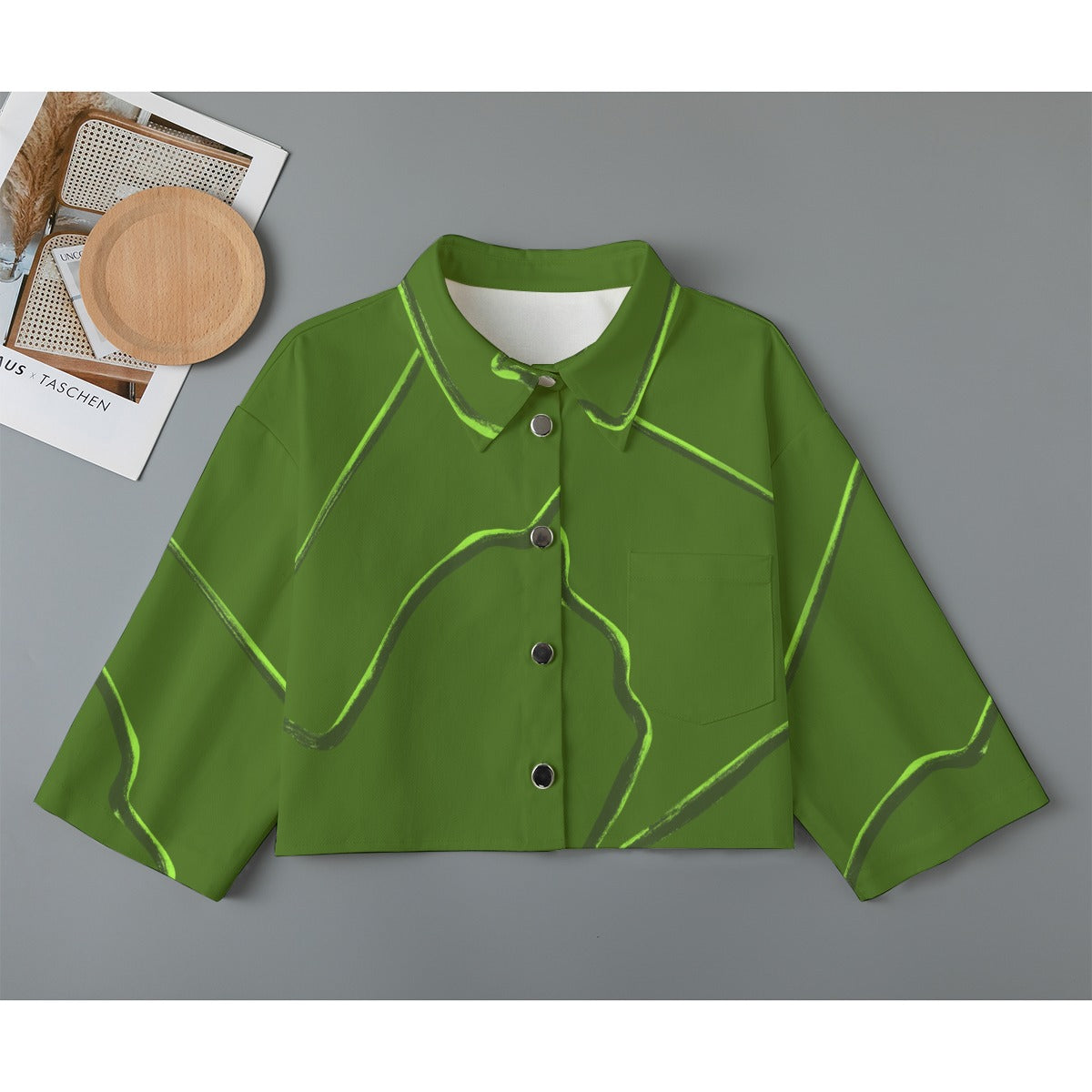 Mexico Flowers Cropped Cotton Jacket