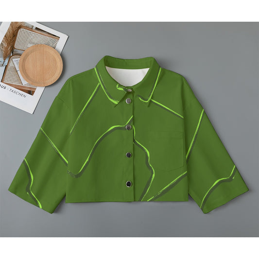 Mexico Flowers Cropped Cotton Jacket