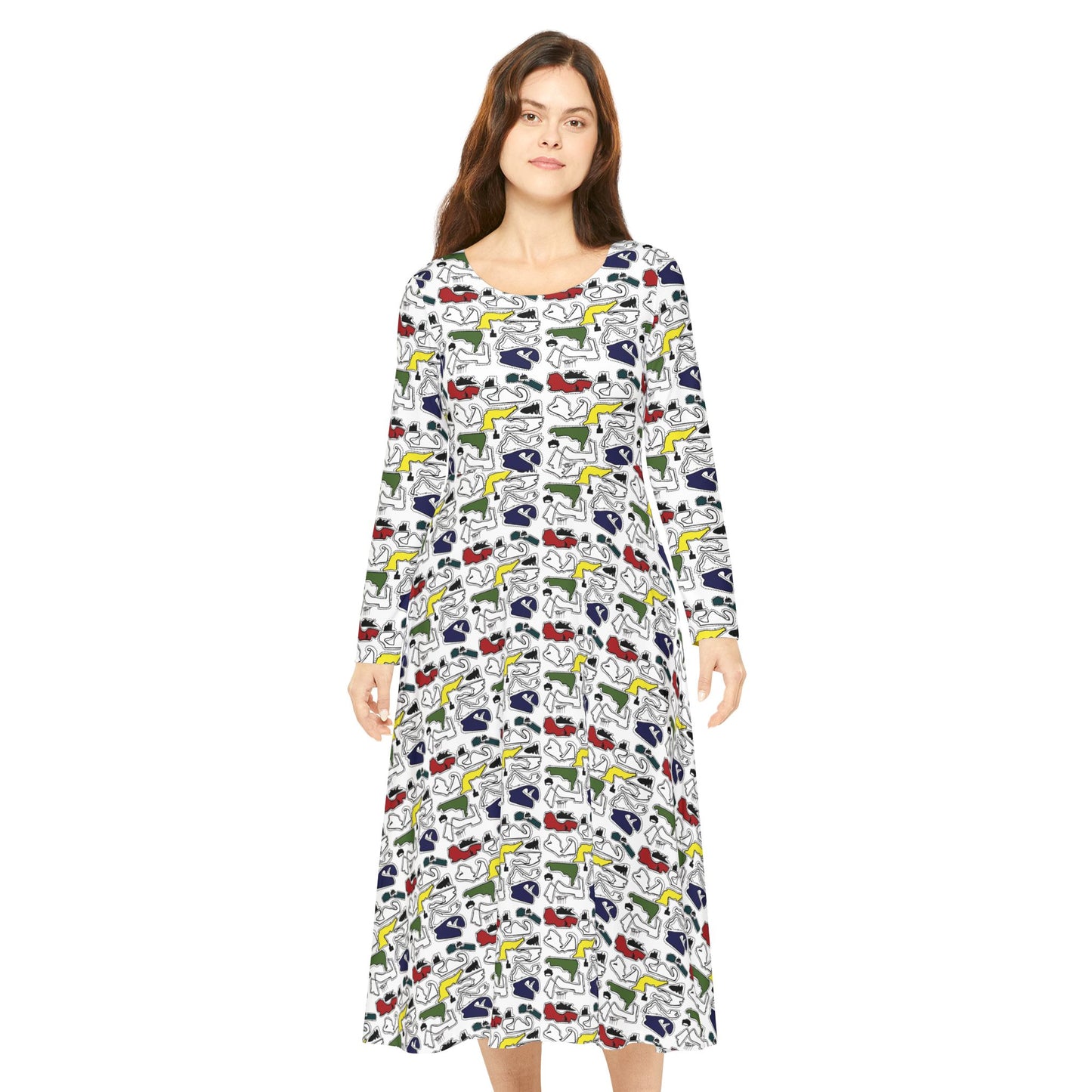 Colored Doodle Women's Long Sleeve Dance Dress
