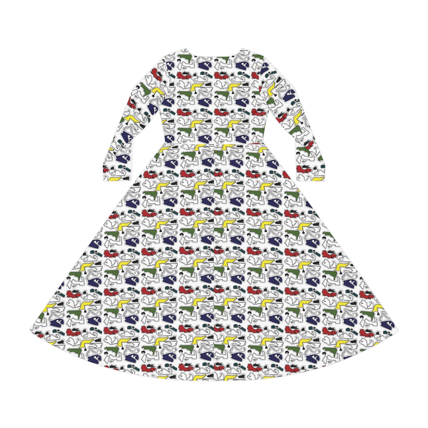 Colored Doodle Women's Long Sleeve Dance Dress