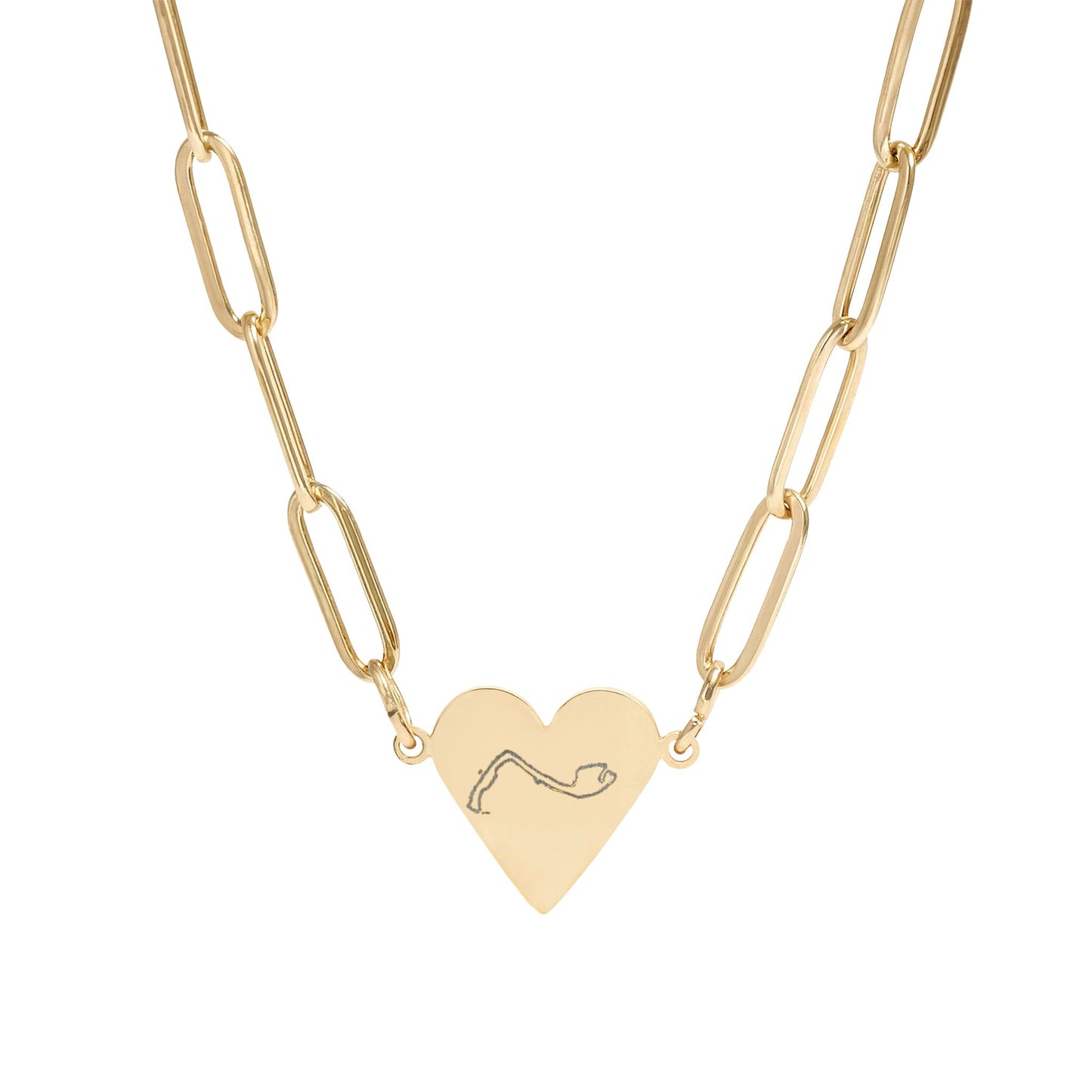 Monaco Engraved Paperclip Heart Necklace | Personalization Available