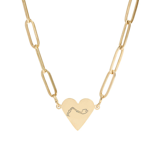 Monaco Engraved Paperclip Heart Necklace | Personalization Available