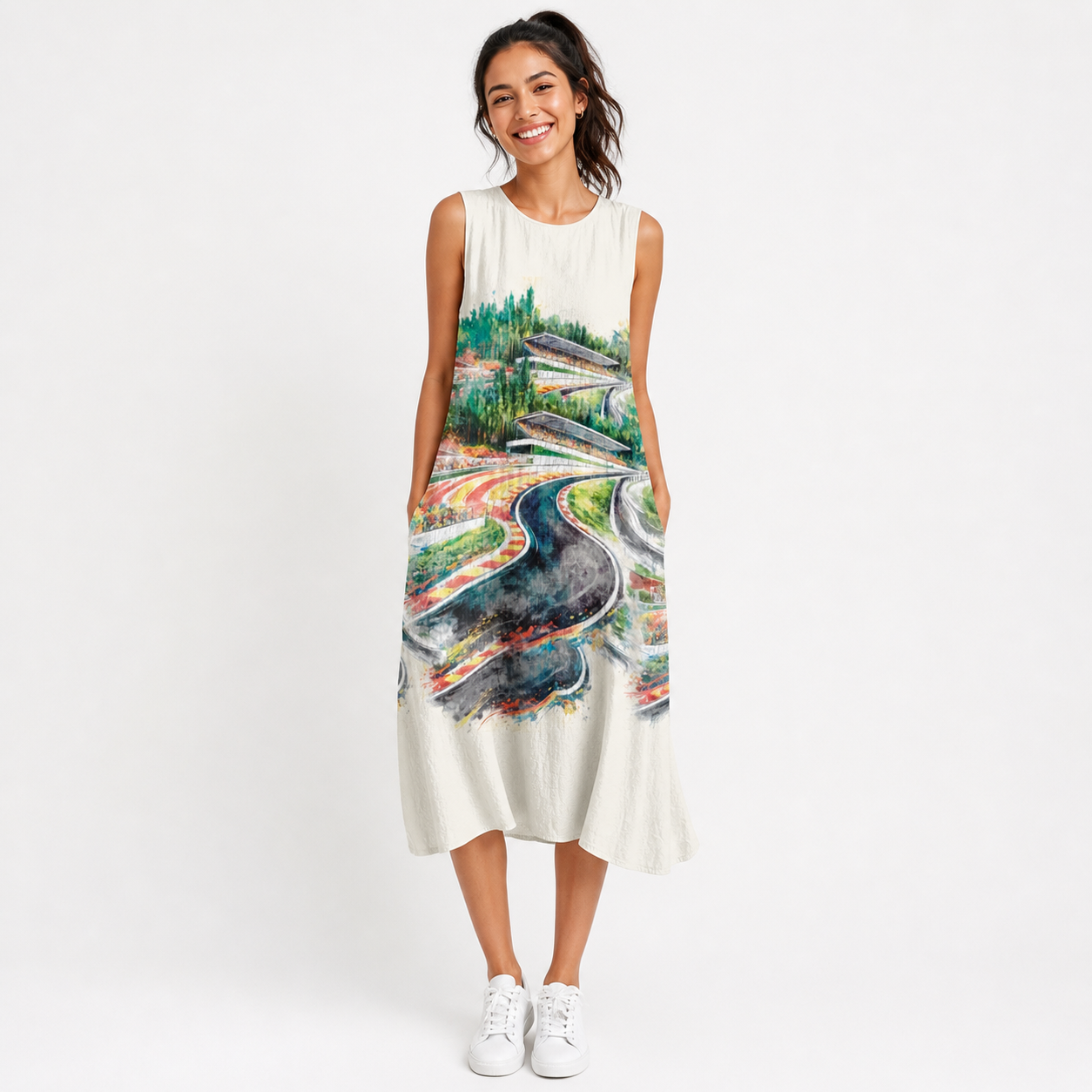 Eau Rouge Sleeveless Cotton Dress With Pocket