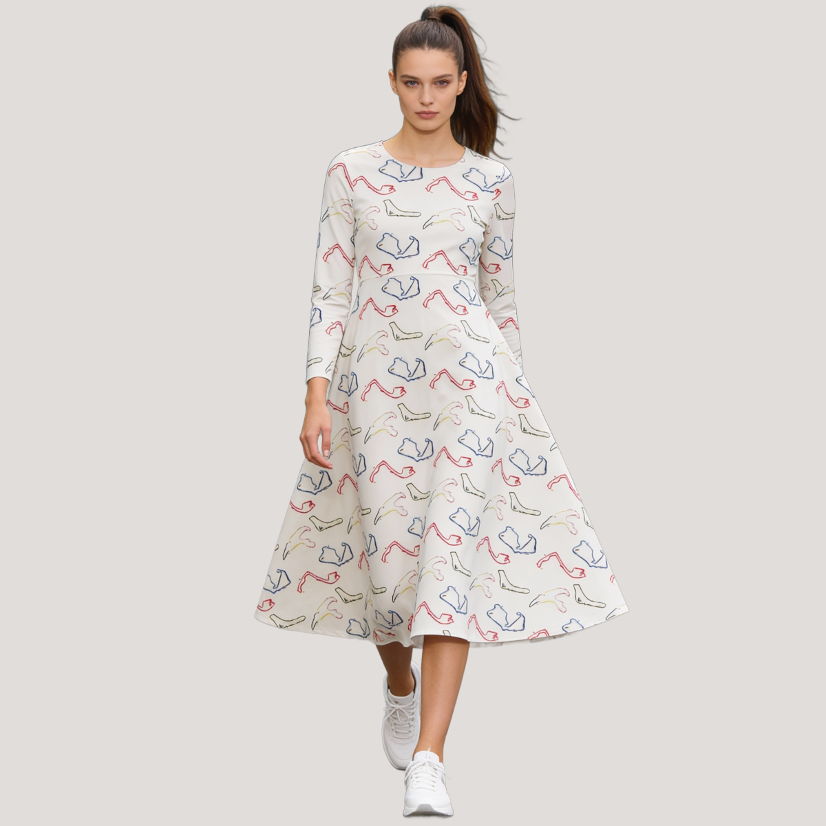 1950 Women's Long Sleeve Dance Dress