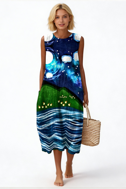 Cocuyos Sleeveless Cotton Slub Dress