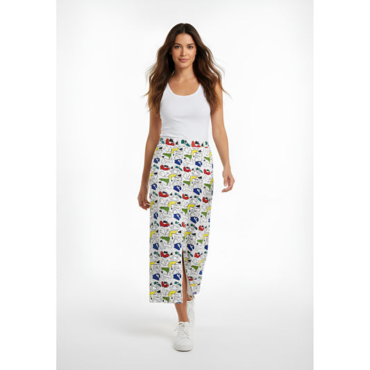 Colored Doodle Cotton Skirt