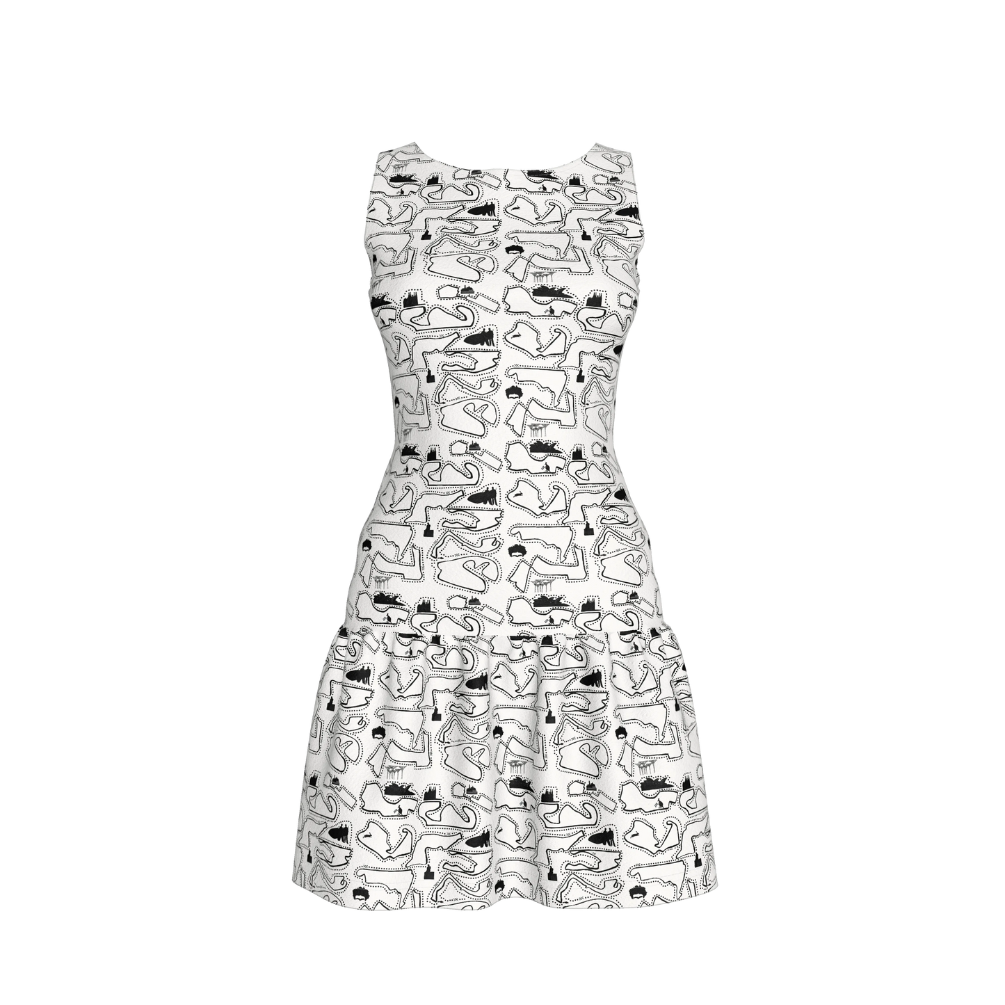 Doodle Ruffle Drop Waist Mini Dress