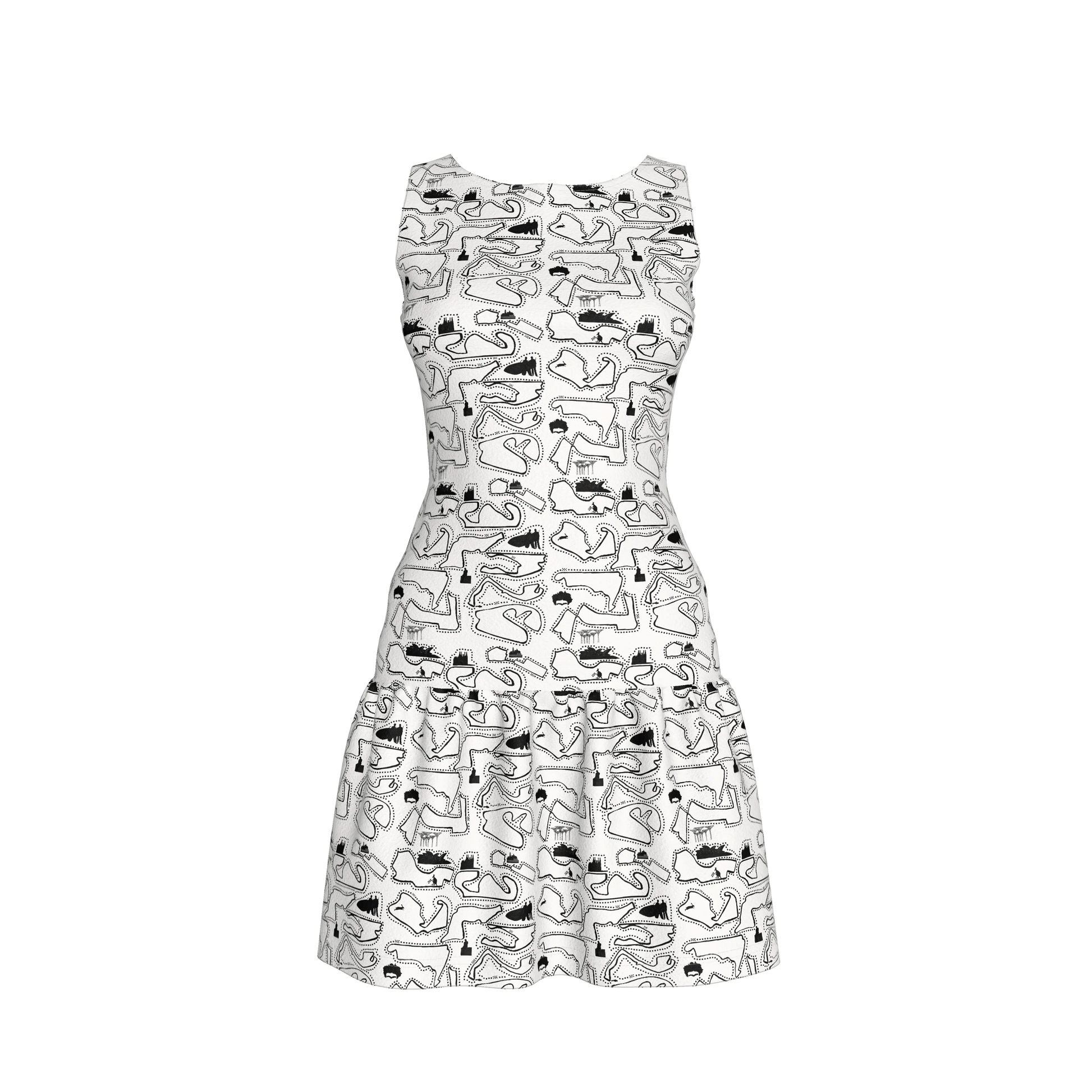 Doodle Ruffle Drop Waist Mini Dress