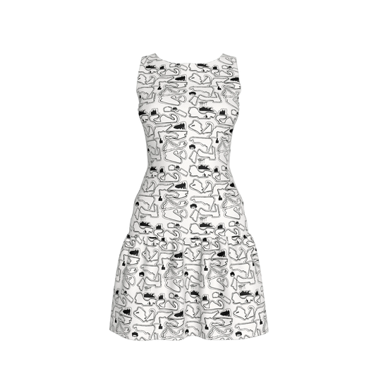 Doodle Ruffle Drop Waist Mini Dress