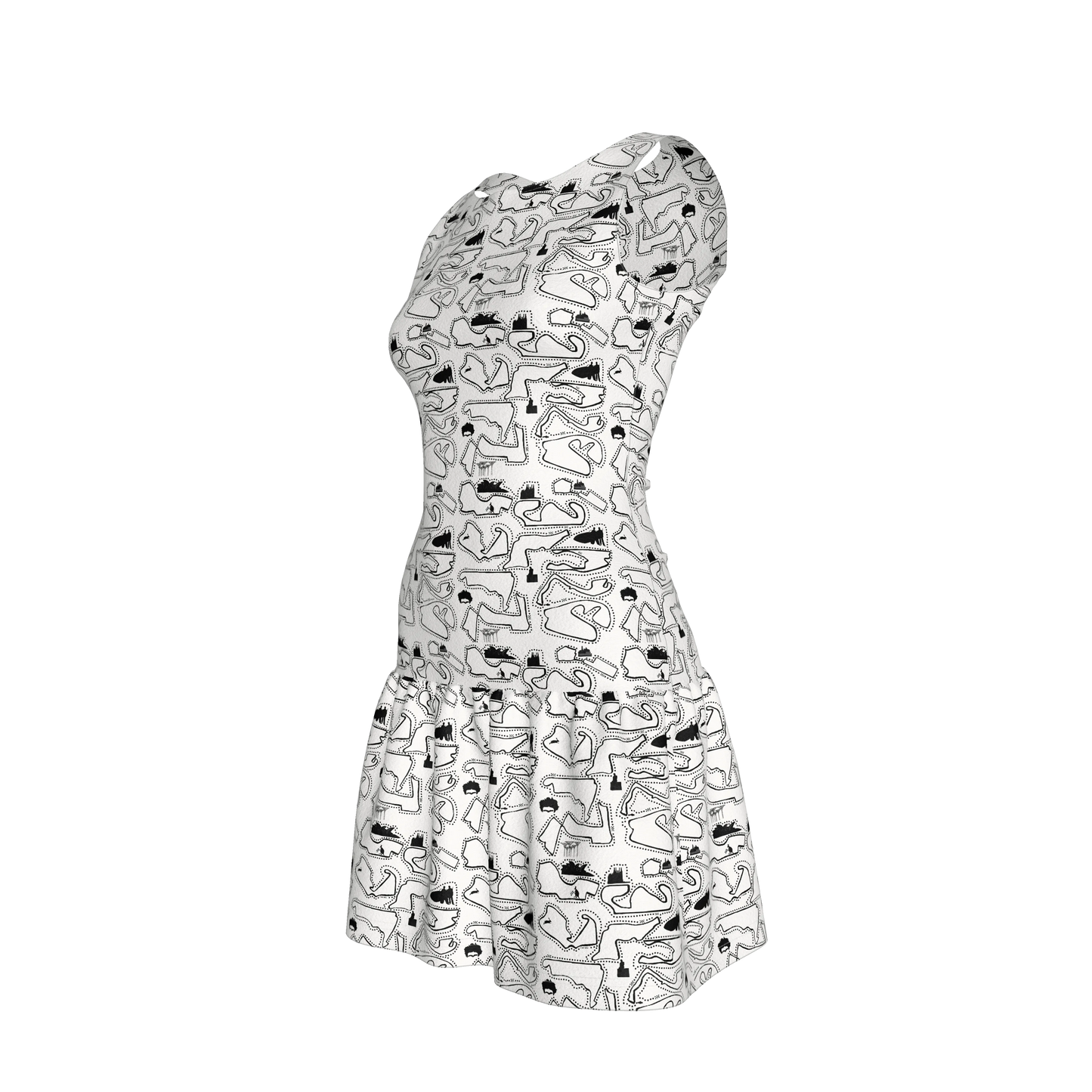 Doodle Ruffle Drop Waist Mini Dress