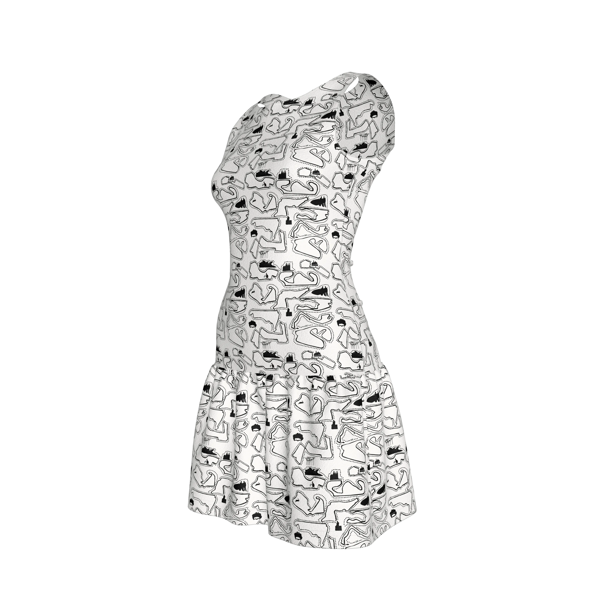 Doodle Ruffle Drop Waist Mini Dress