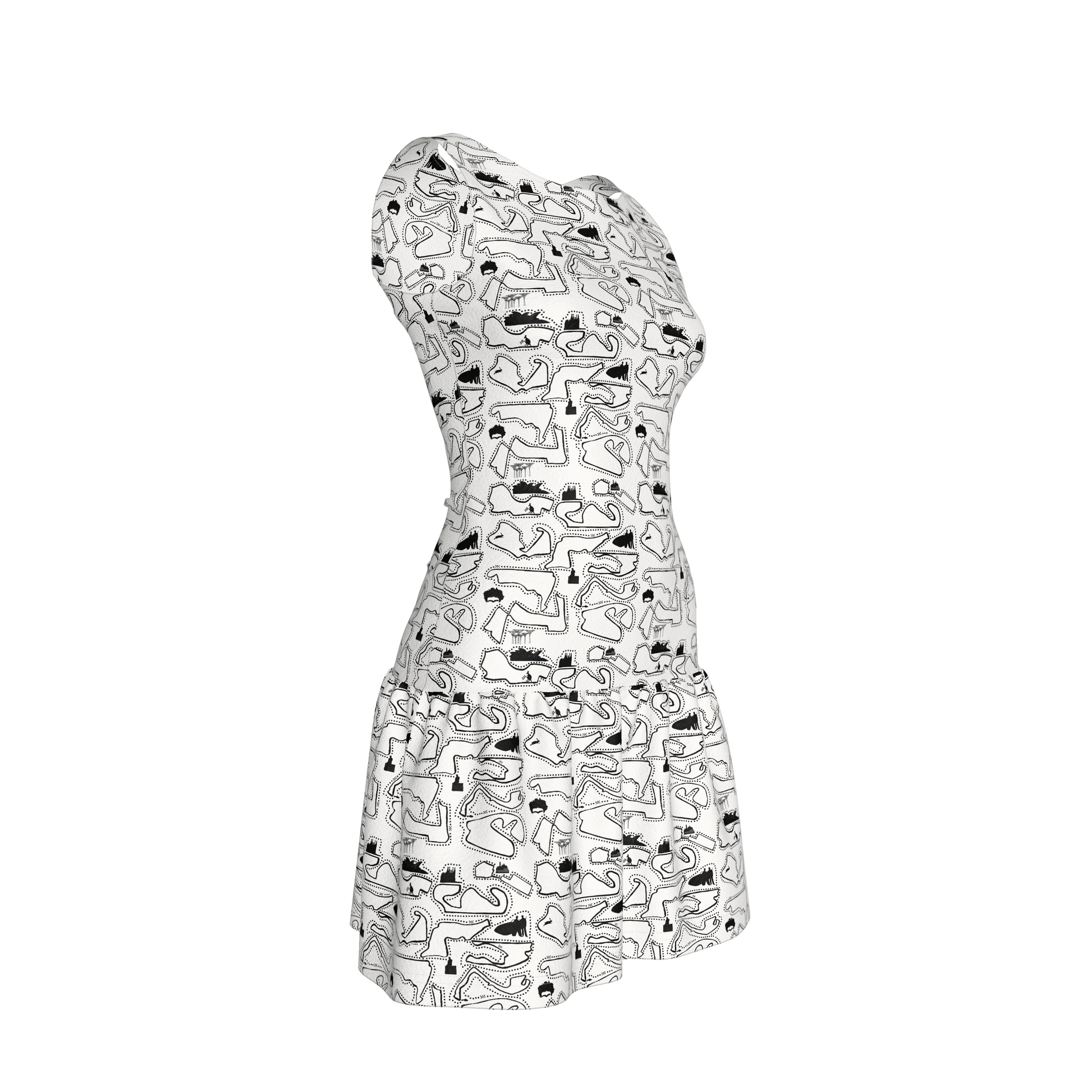 Doodle Ruffle Drop Waist Mini Dress